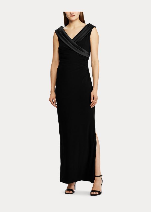 Vestido De Noche Ralph Lauren Mujer Negros - Crepe Off-the-Shoulder - RMAVH4631